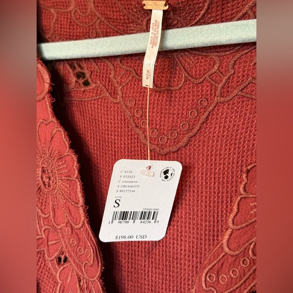 Free People Embroidered Button Down Maxi Dress Cinnamon Brown NWT Small - Picture 4 of 7